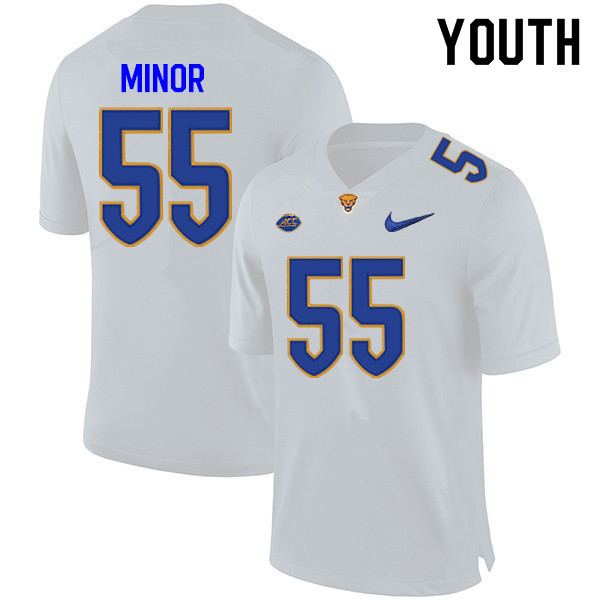 Youth #55 Marcus Minor Pitt Panthers College Football Jerseys Sale-White